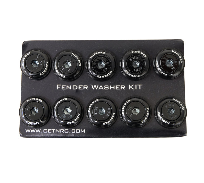 NRG Fender Washer Kit w/Rivets For Metal (Black) - Set of 10