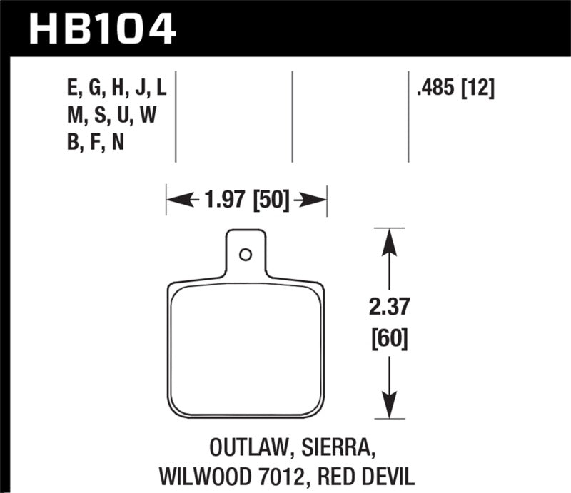 Hawk Wilwood DL Single Outlaw w/ 0.156 in. Center Hole DTC-70 Motorsports Brake Pads