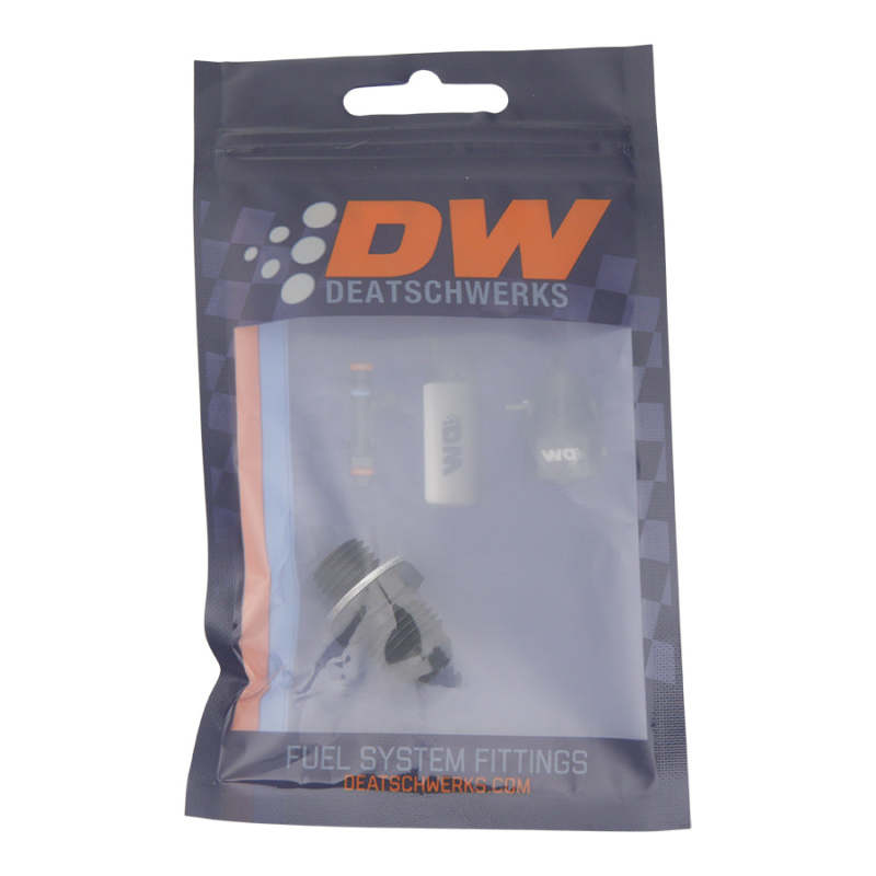 DeatschWerks 6AN Male Flare to M12 X 1.5 Male Metric Adapter (Incl Washer) - Anodized Matte Black