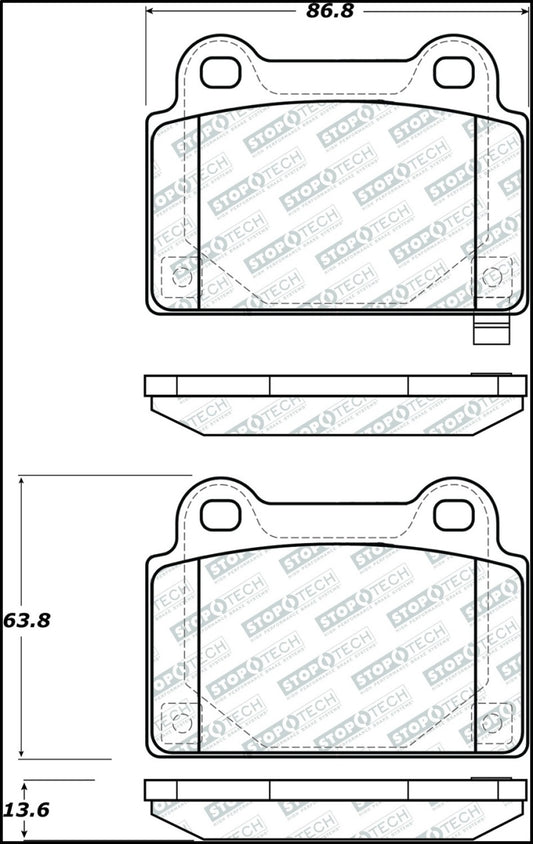 StopTech 08-15 Mitsubishi Evo X Street Performance Rear Brake Pads