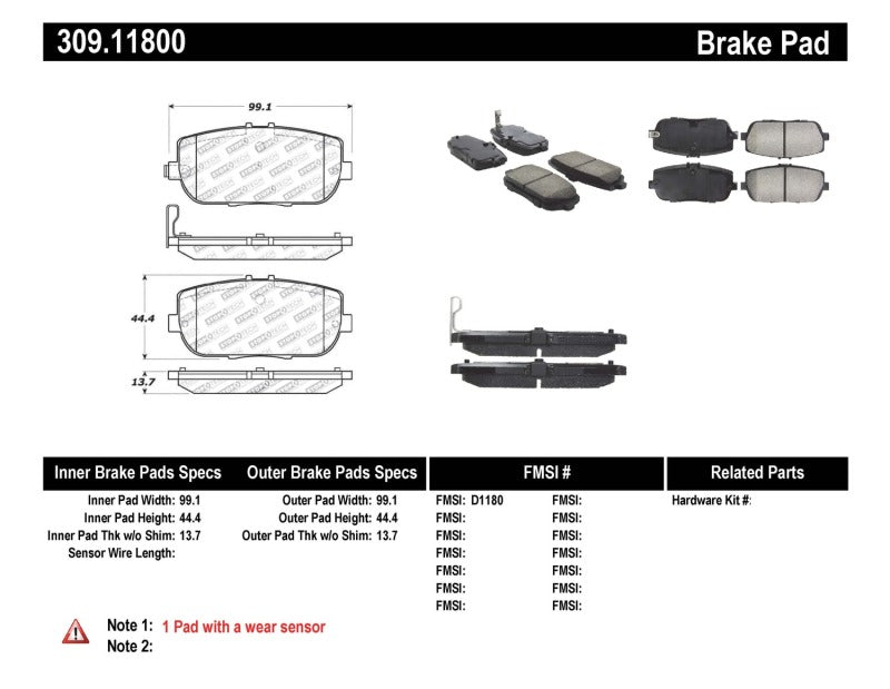 StopTech OE Fit Rear Sport Brake Pads