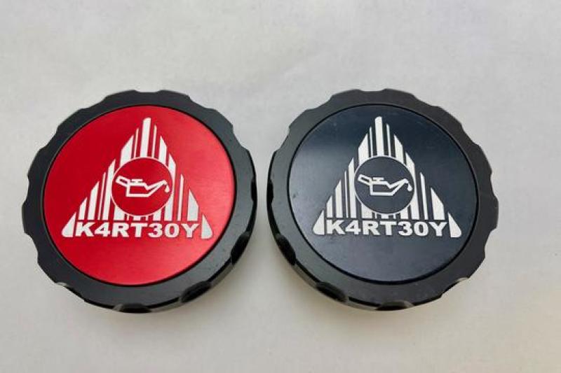 Kartboy Subaru Oil Cap V2 - Anodized Aluminum Center w/Laser Engraved Kartboy Nuke Logo