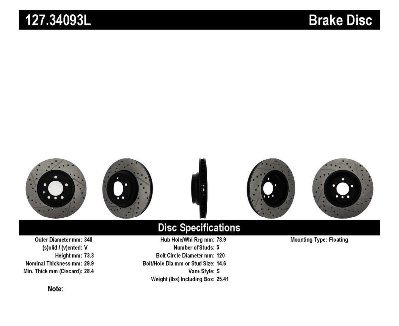 StopTech 07-09 BMW 335 (E90/E92/E93) Slotted & Drilled Left Front Rotor